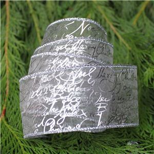 Christmas Ribbon - Christmas Words/Silver